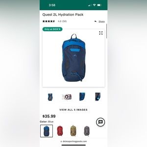 Two (red & blue) Quest 2L Hydration Pack (2 for $60 or 1 for $30)